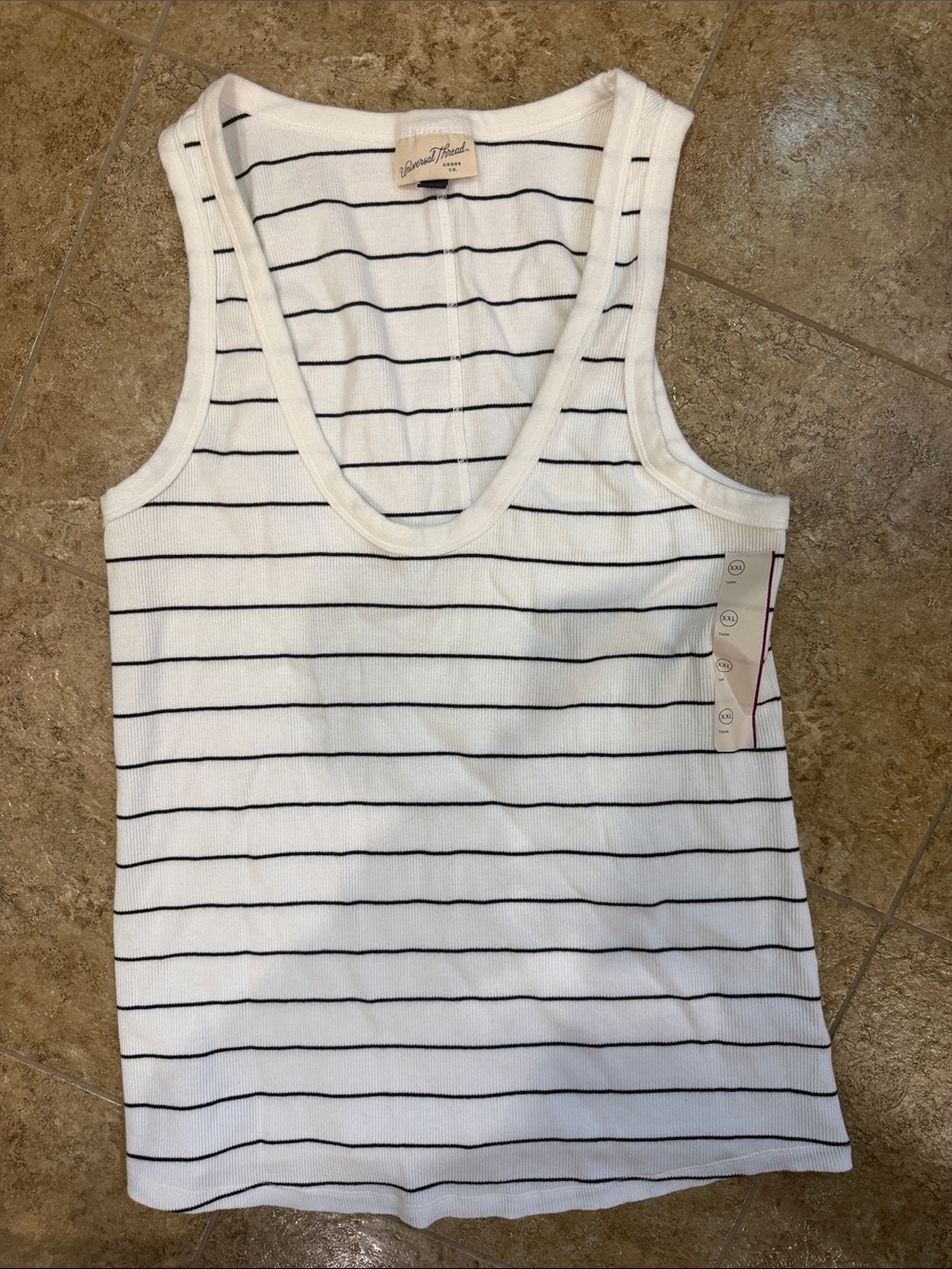 Universal Thread White Tank Top with Black Stripes